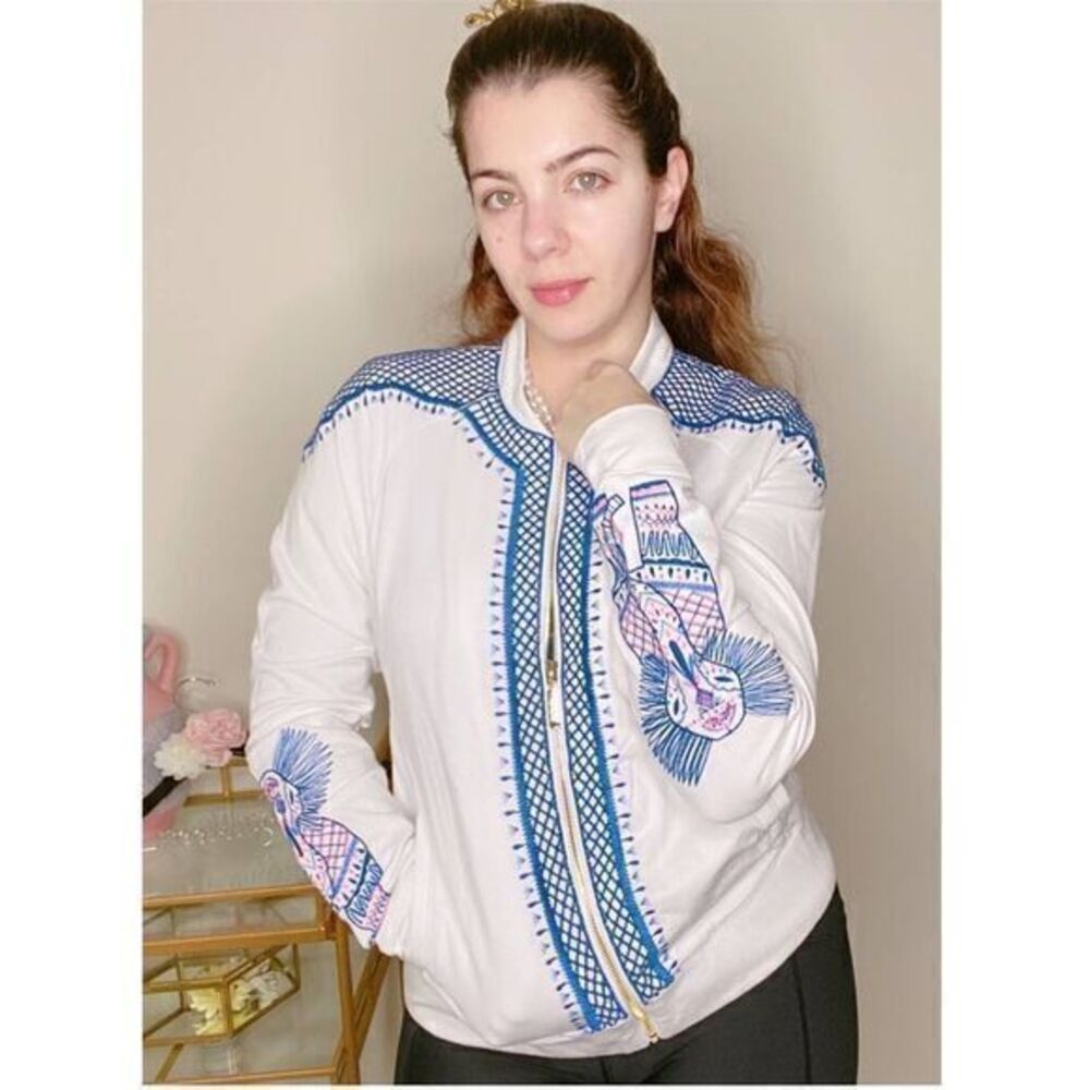 LILLY PULITZER White Joleen Bomber Jacket UPF 50+ SMALL